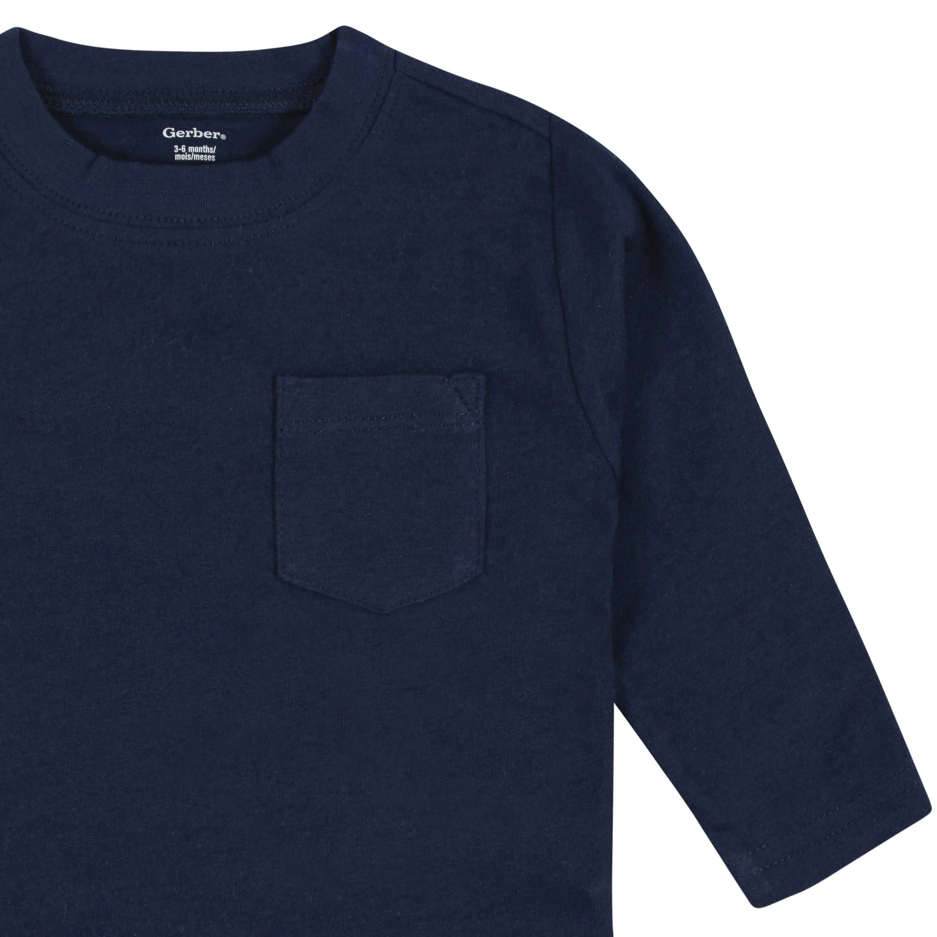 3-Pack Baby & Toddler Boys Royal Blues Long Sleeve Pocket Tees