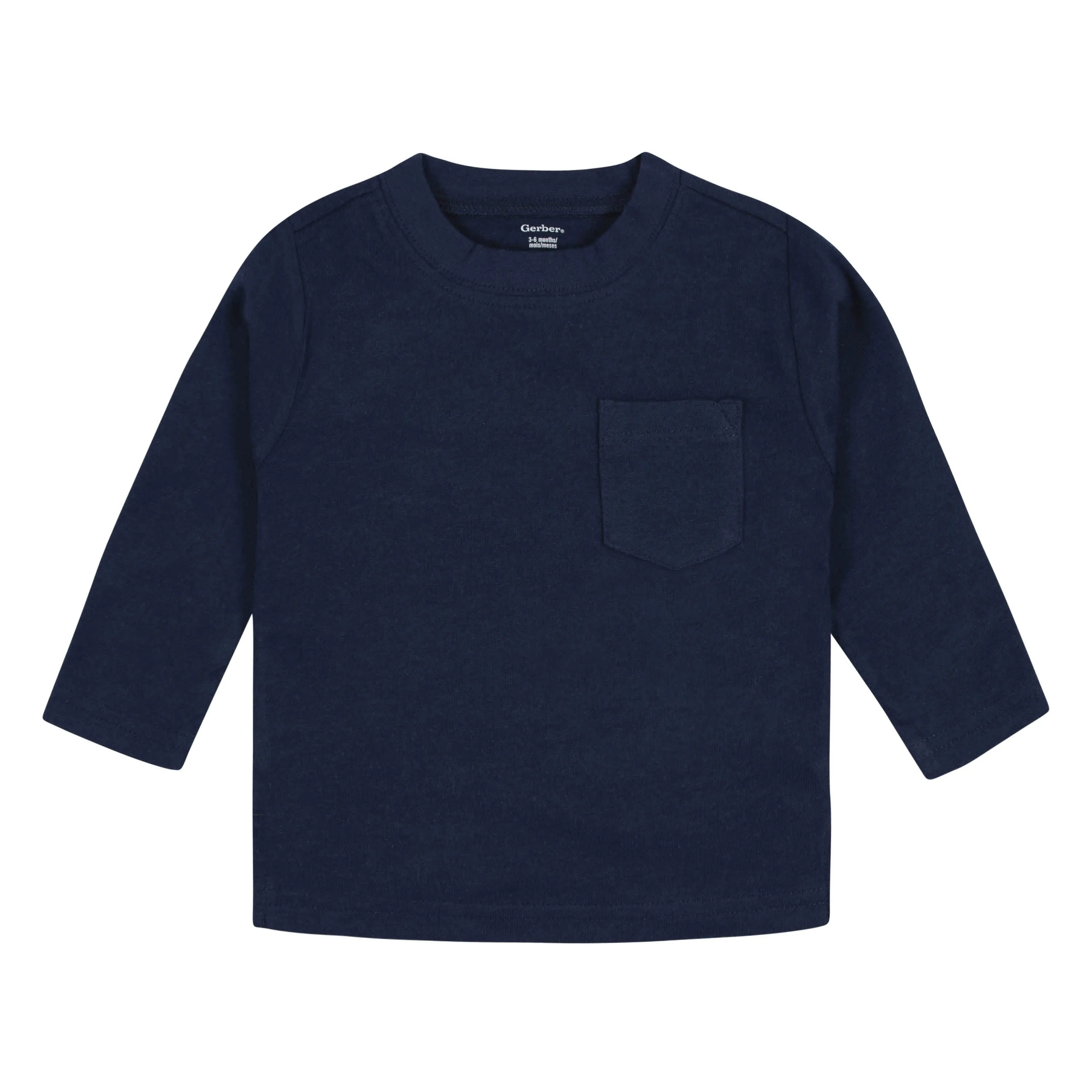 3-Pack Baby & Toddler Boys Royal Blues Long Sleeve Pocket Tees