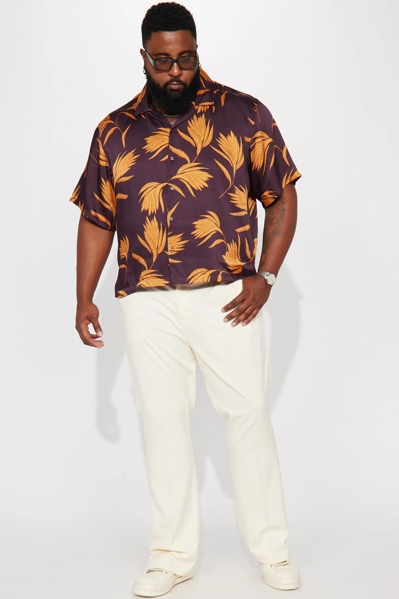 Against The Grain Short Sleeve Button Up - Brown