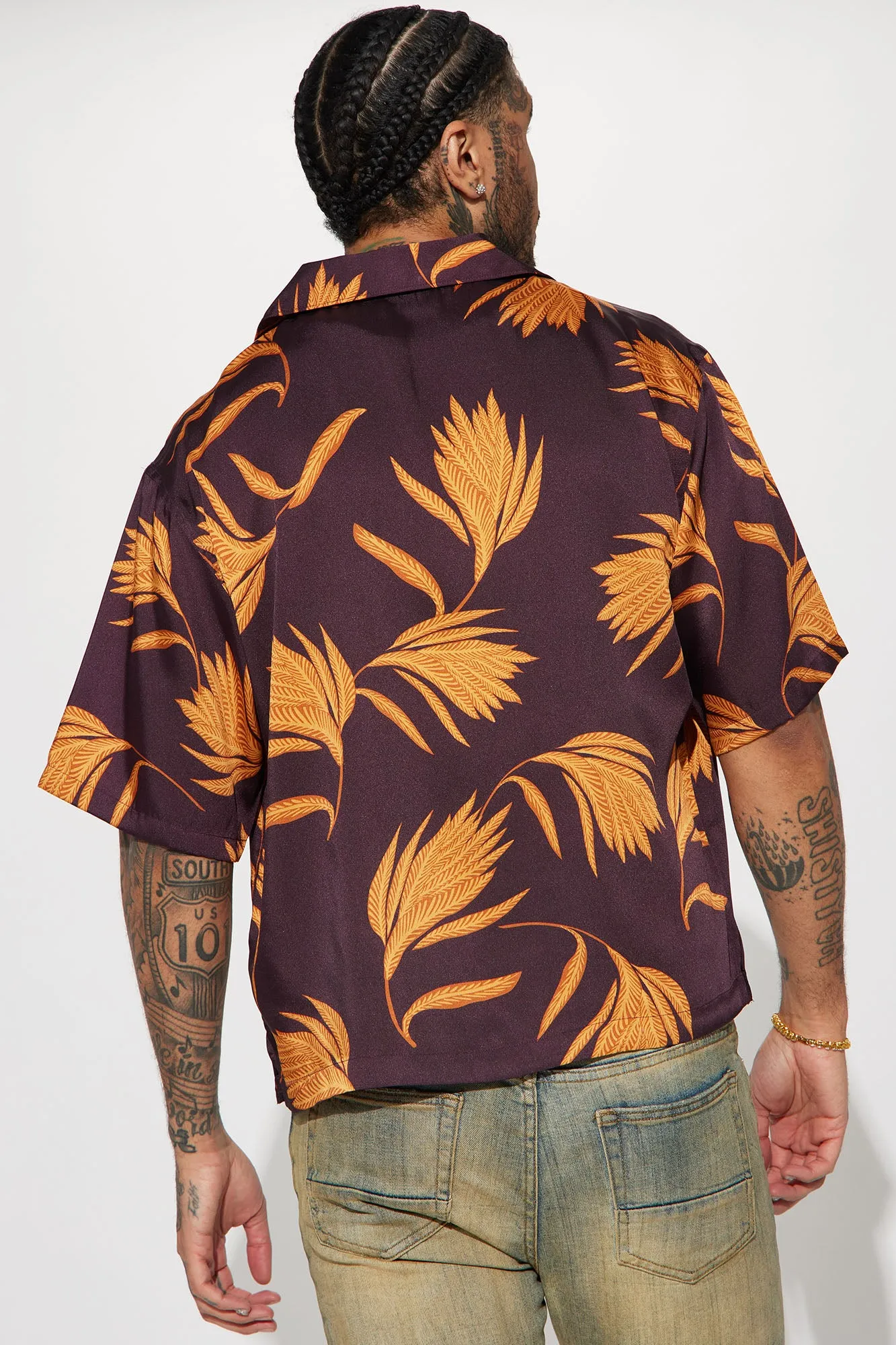 Against The Grain Short Sleeve Button Up - Brown