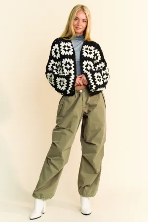 Black and White Flower Crochet Cardigan - Regular and Plus Size