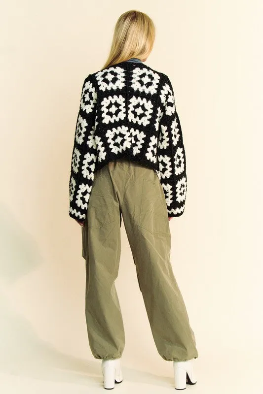 Black and White Flower Crochet Cardigan - Regular and Plus Size