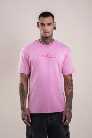 Blush Acid Distressed Embossed Heavy Weight Relaxed Fit T-Shirt