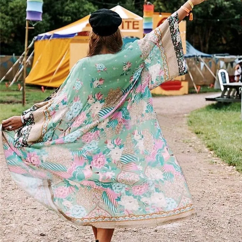Bohemian Flare Sleeve Swimsuit Cover Up
