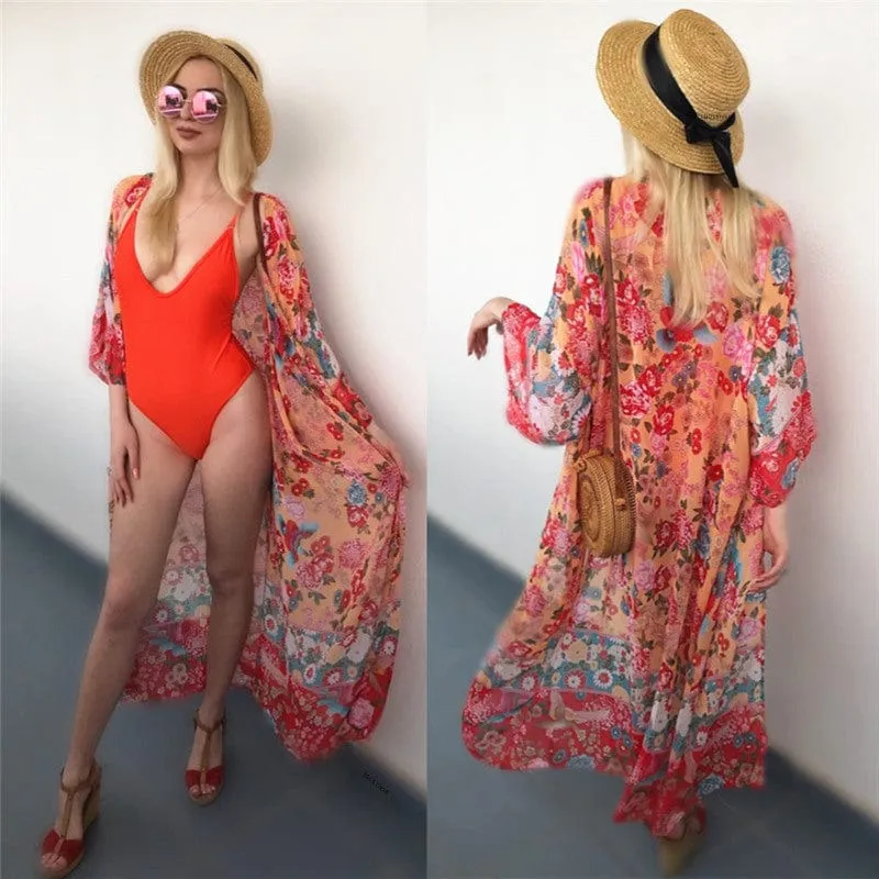 Bohemian Flare Sleeve Swimsuit Cover Up