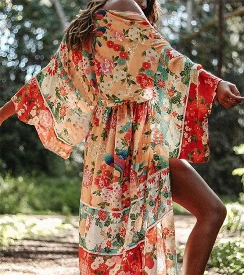Bohemian Flare Sleeve Swimsuit Cover Up
