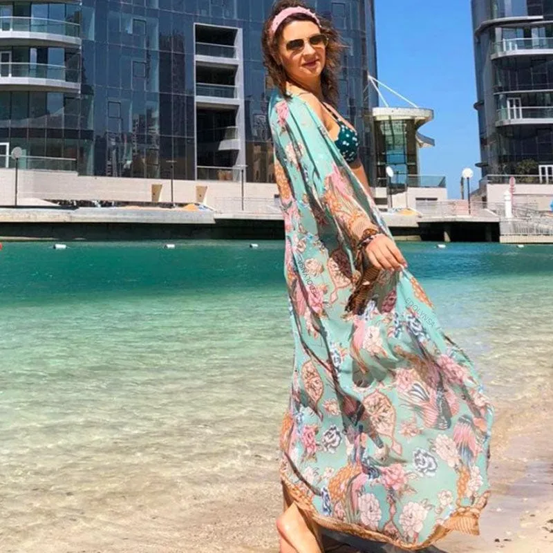 Bohemian Flare Sleeve Swimsuit Cover Up