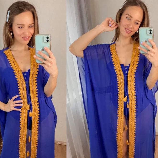 Bohemian Flare Sleeve Swimsuit Cover Up