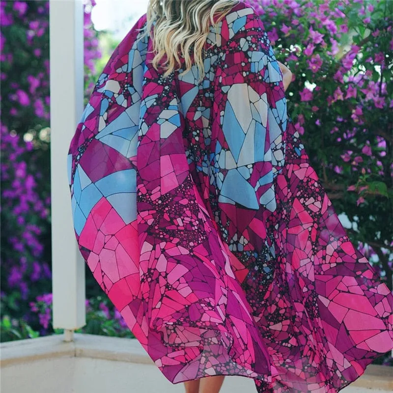 Bohemian Flare Sleeve Swimsuit Cover Up
