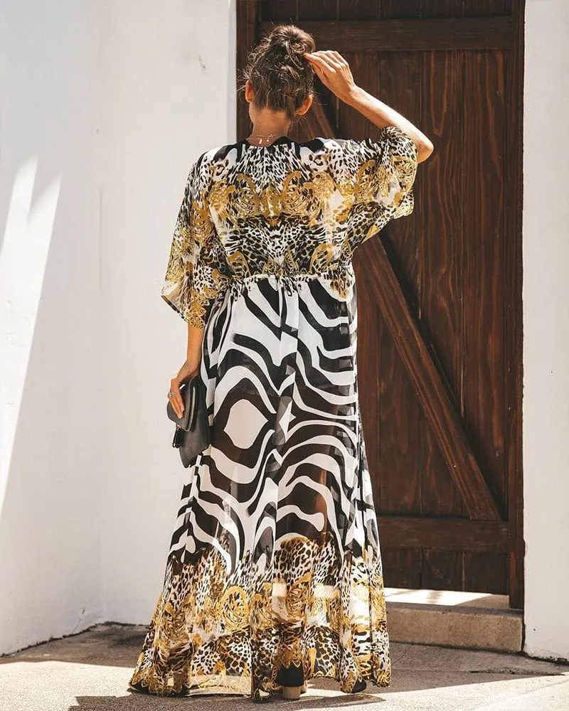 Bohemian Flare Sleeve Swimsuit Cover Up