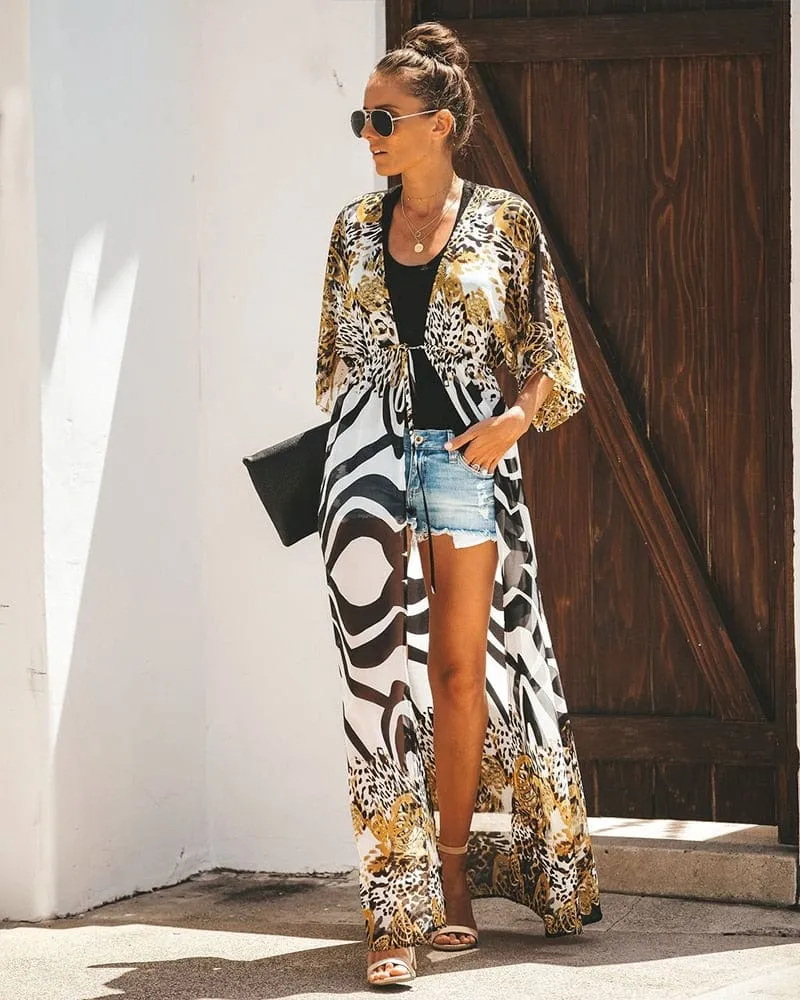 Bohemian Flare Sleeve Swimsuit Cover Up