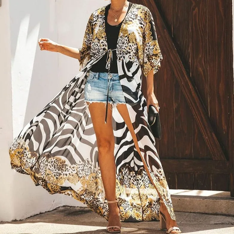 Bohemian Flare Sleeve Swimsuit Cover Up