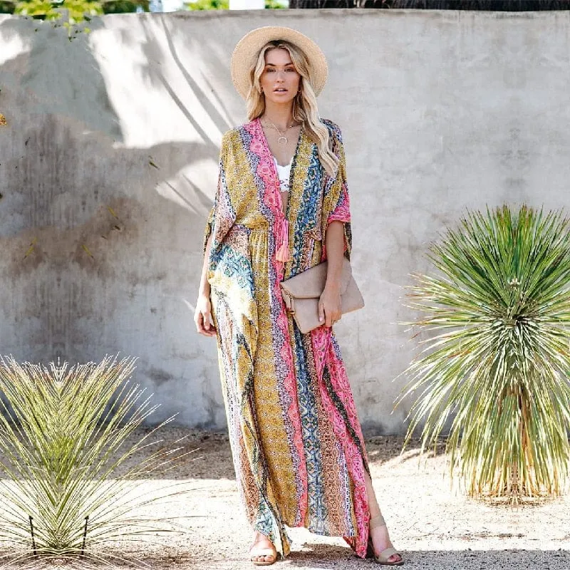 Bohemian Flare Sleeve Swimsuit Cover Up