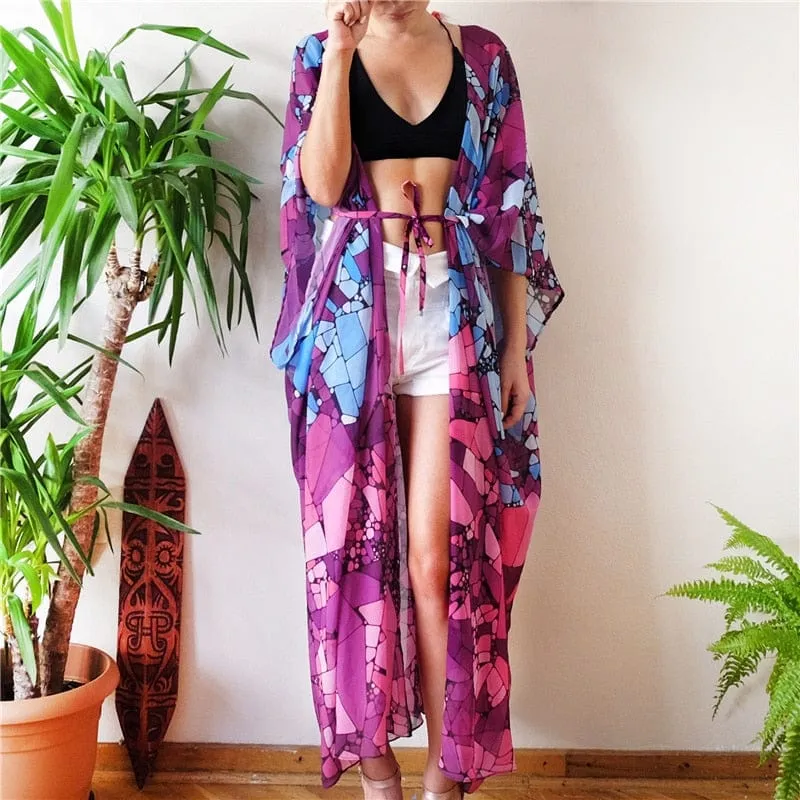 Bohemian Flare Sleeve Swimsuit Cover Up