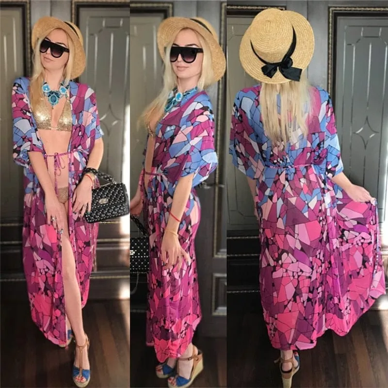 Bohemian Flare Sleeve Swimsuit Cover Up