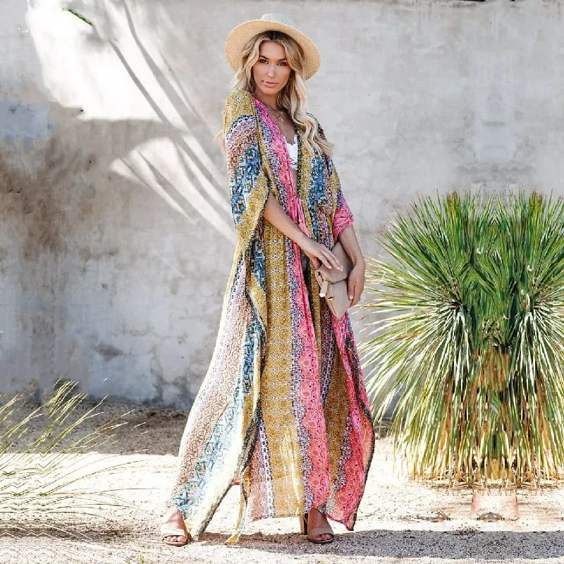 Bohemian Flare Sleeve Swimsuit Cover Up