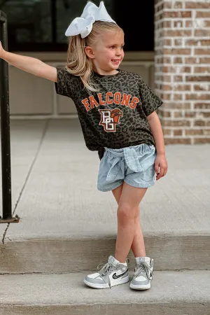 BOWLING GREEN FALCONS "ALL THE CHEER" LEOPARD STANDARD FIT CREW NECK TODDLER TEE