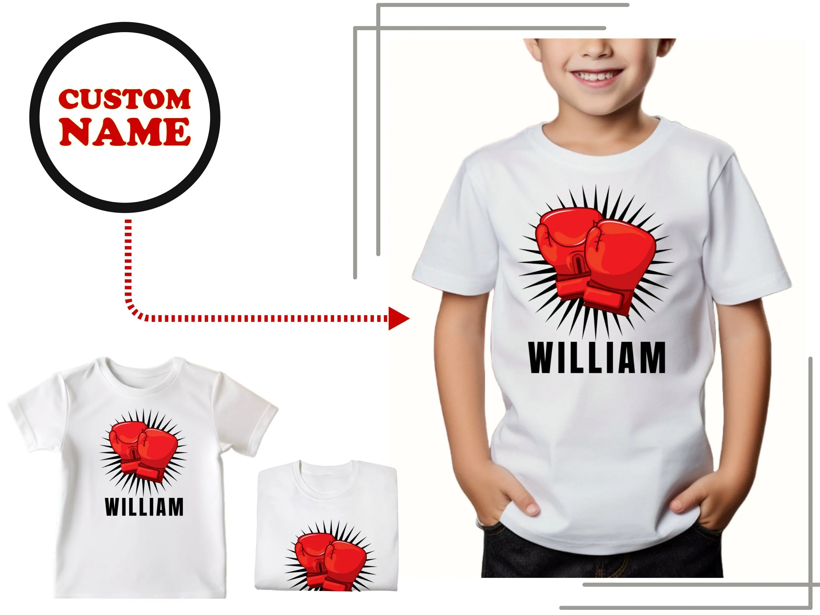 Boys Custom Boxing Sports Shirt Gift - Personalized Sports T-Shirt
