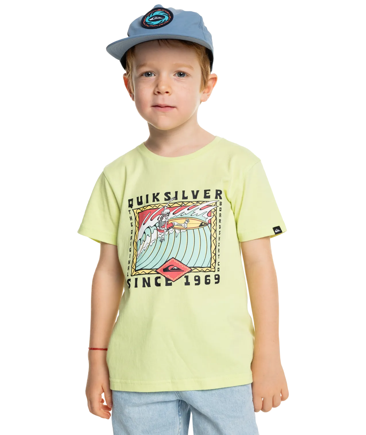 Boys Retro Skull T-Shirt in Shadow Lime