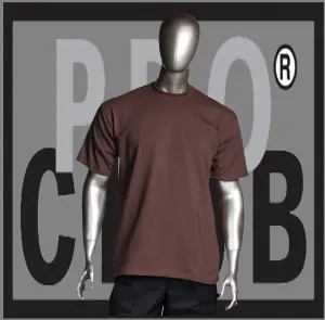 Brown Short Sleeve Crew Neck Pro Club Comfort T Shirt