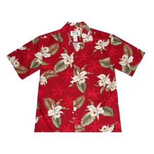Classis White Orchid Cotton Men's Aloha Shirt