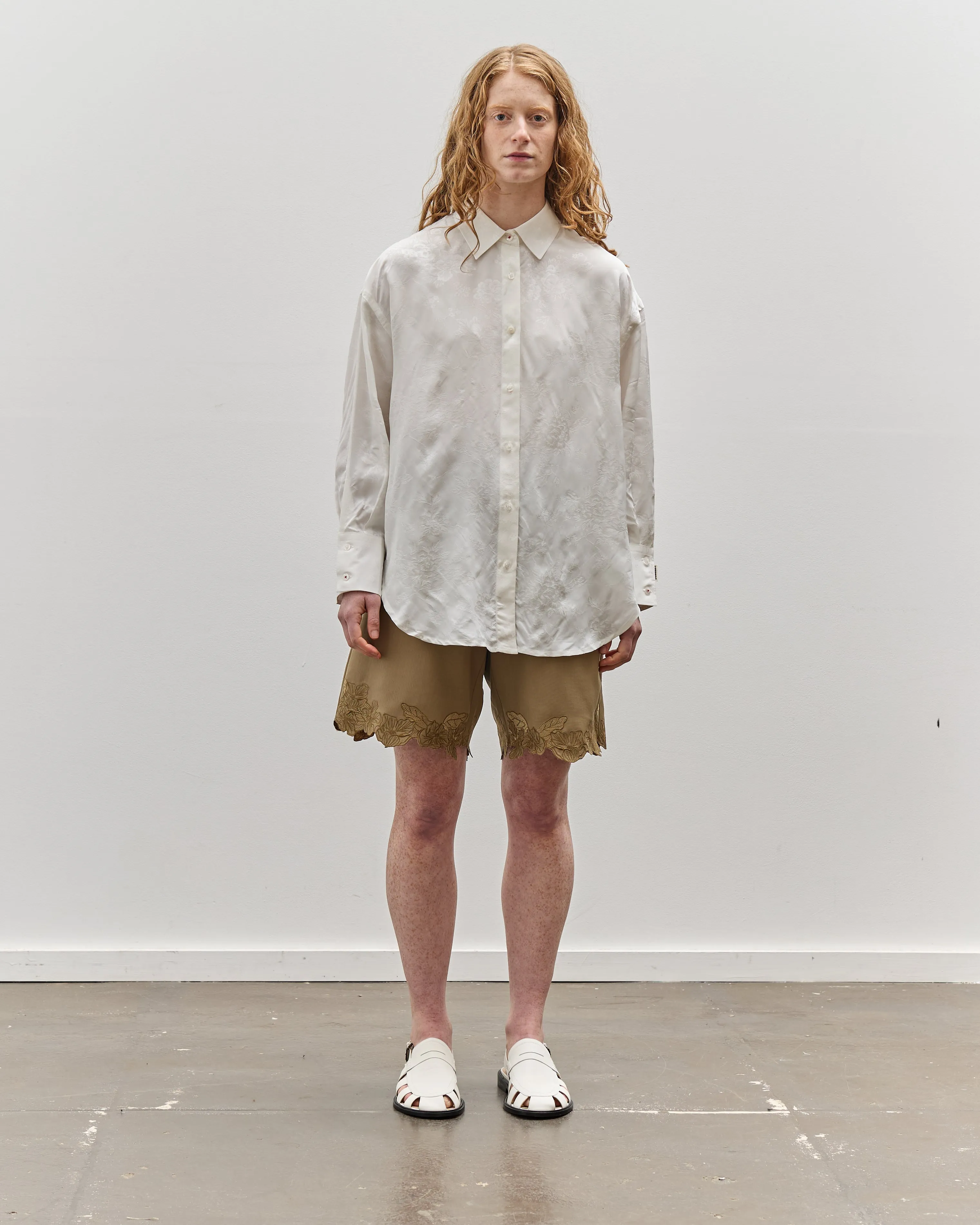 Cordera Flower Jacquard Shirt, White