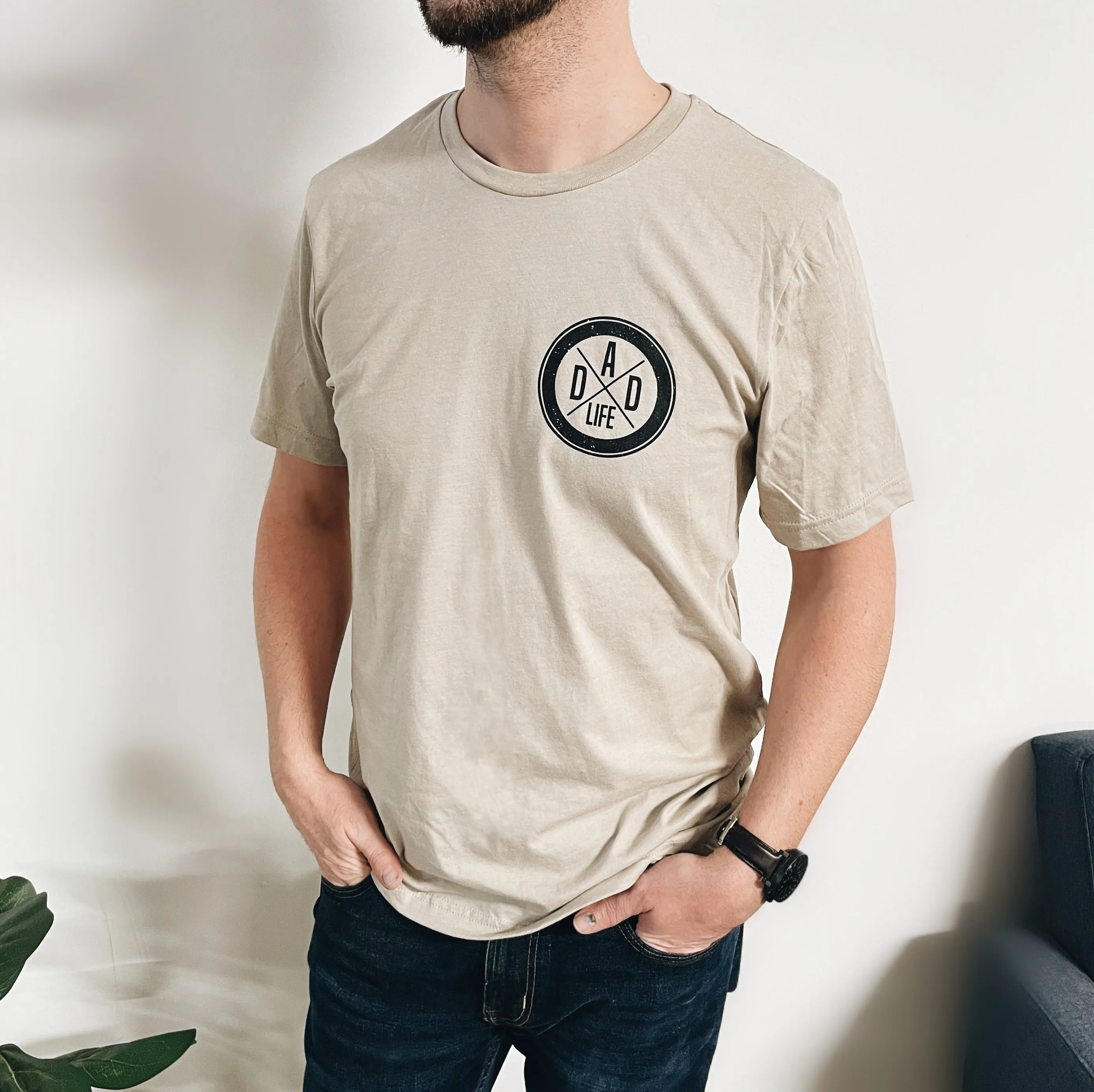 Dad Life Left Chest • Tan Tee