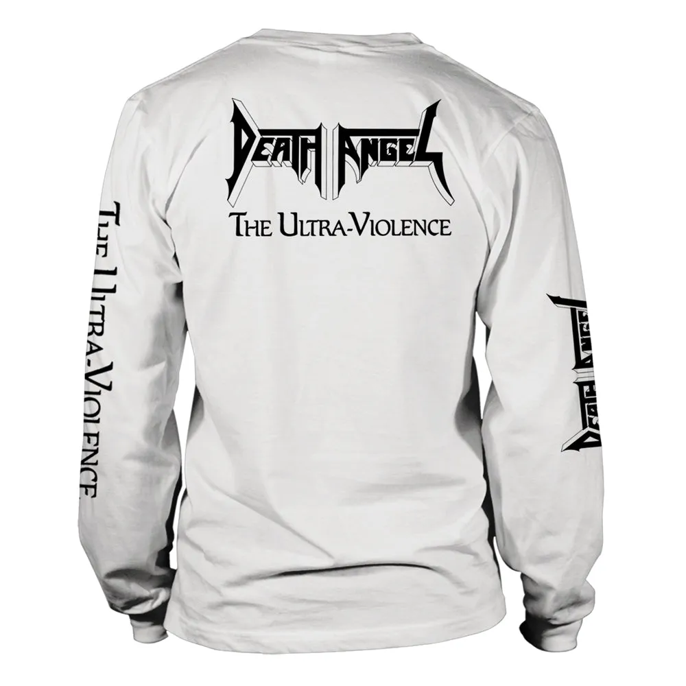 Death Angel Unisex Long Sleeved T-shirt: The Ultra-Violence (White) (back print)