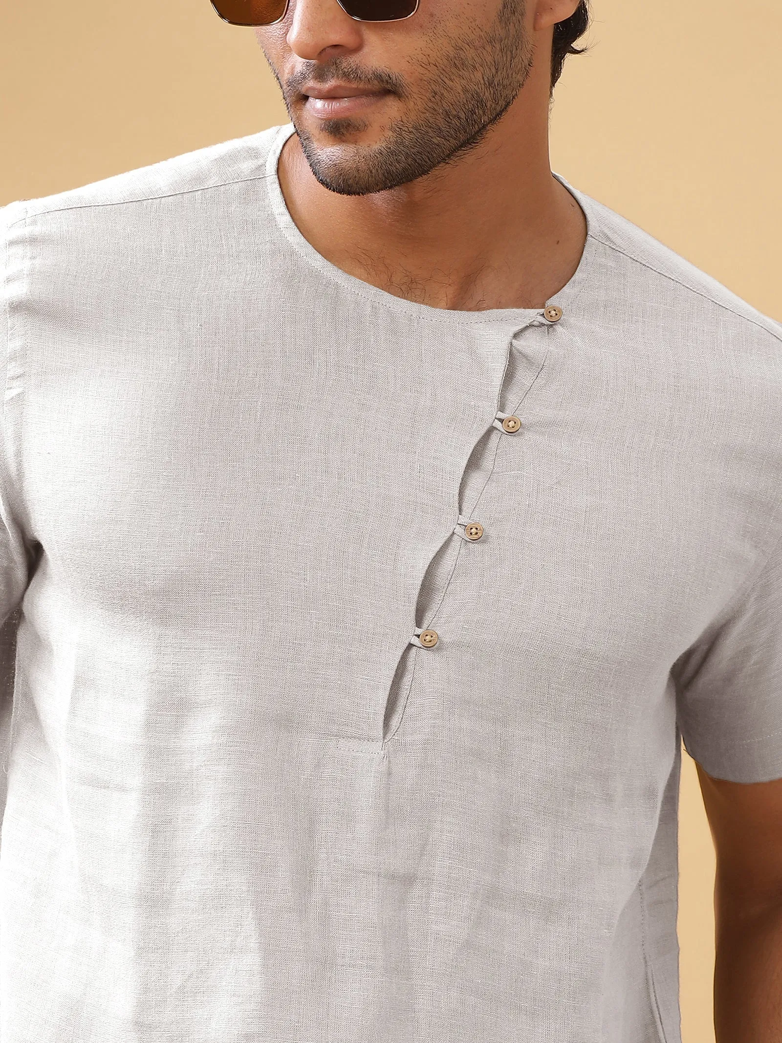 Evan - Pure Linen Short Sleeve T-Shirt - White