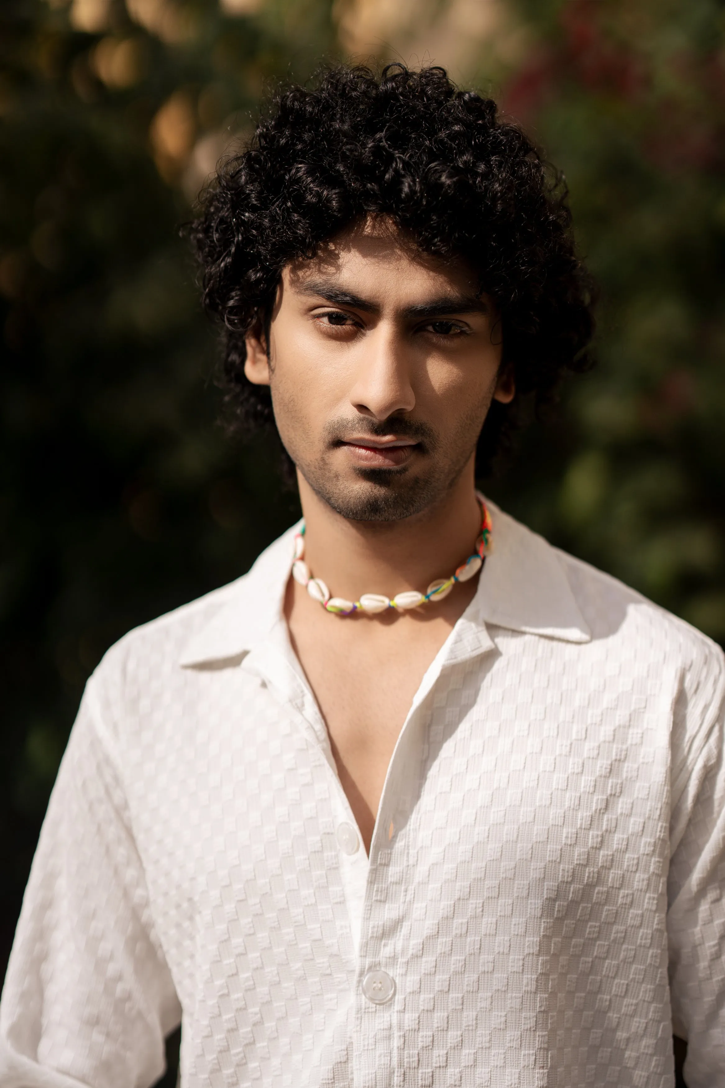 Firangi Yarn Men's Full Sleeve Bubble Cube Self Design Shirt White