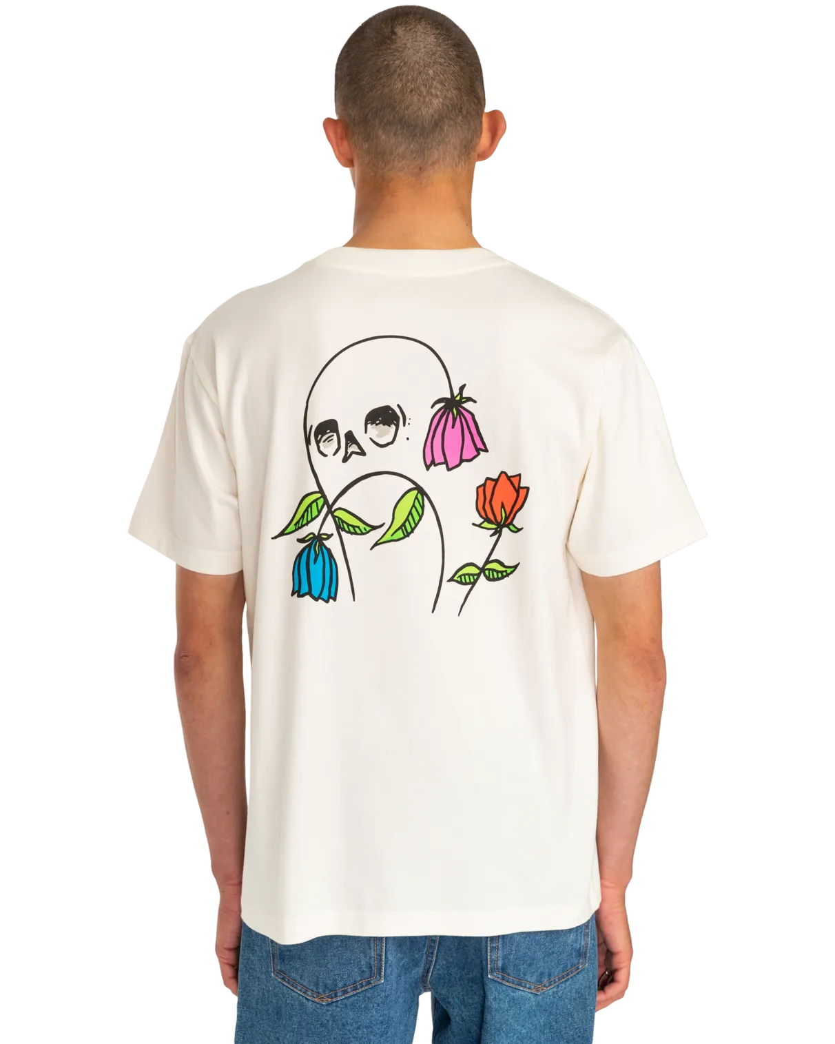 Flower Skull T-Shirt in Antique white