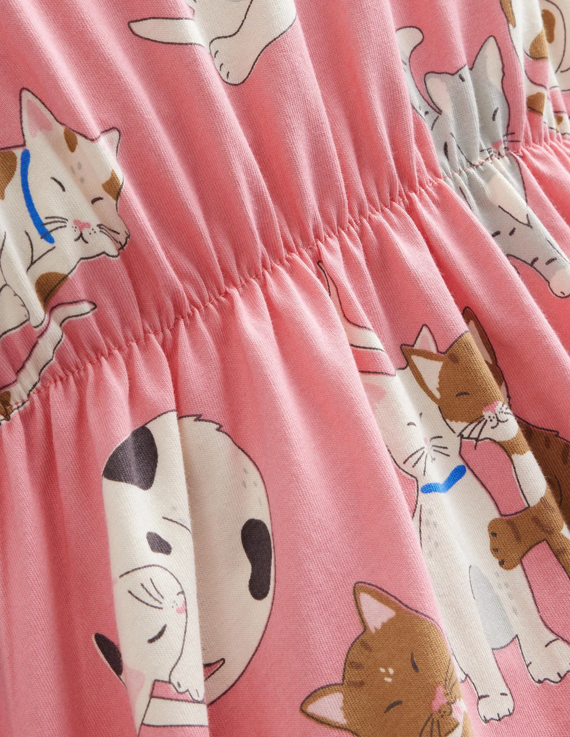 Frill Sleeve Jersey Dress-Crab Apple Pink Cats