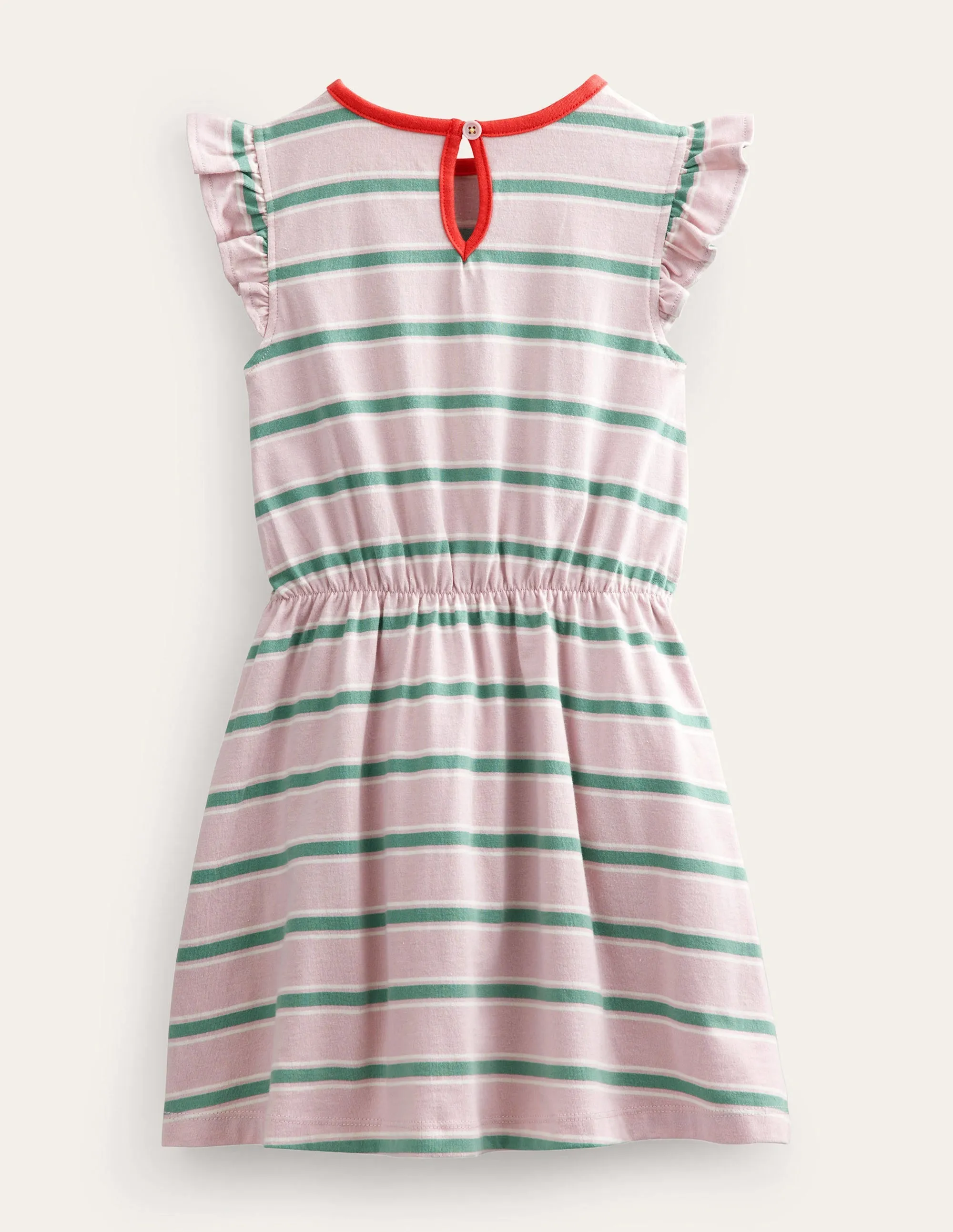 Frill Sleeve Jersey Dress-French Pink/Csarite Green