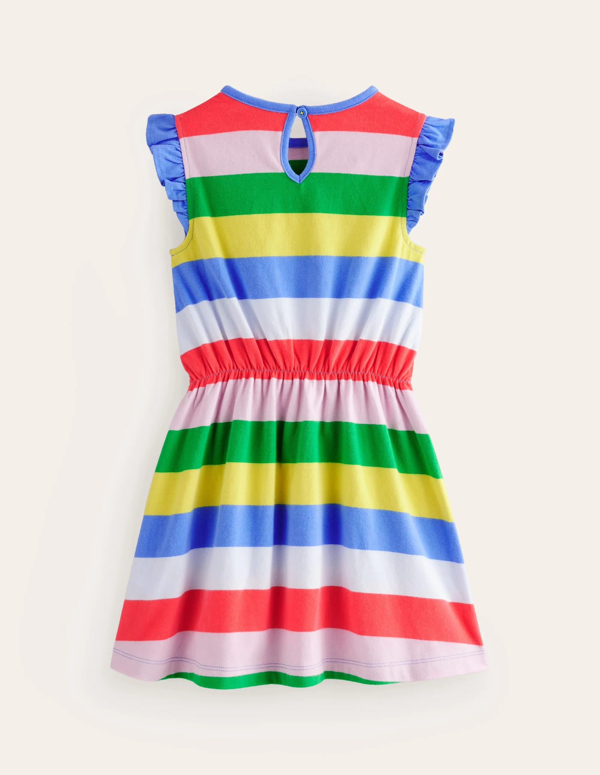 Frill Sleeve Jersey Dress-Multi Stripe