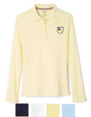 Girls Long Sleeve Interlock Polo with Picot Collar
