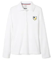 Girls Long Sleeve Interlock Polo with Picot Collar