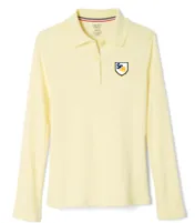 Girls Long Sleeve Interlock Polo with Picot Collar