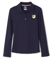 Girls Long Sleeve Interlock Polo with Picot Collar