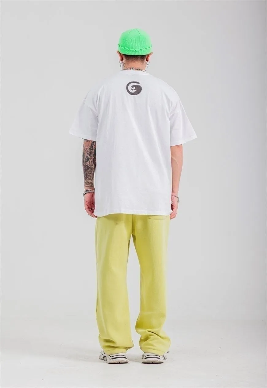 Godzilla print t-shirt grunge monster tee movie top in white