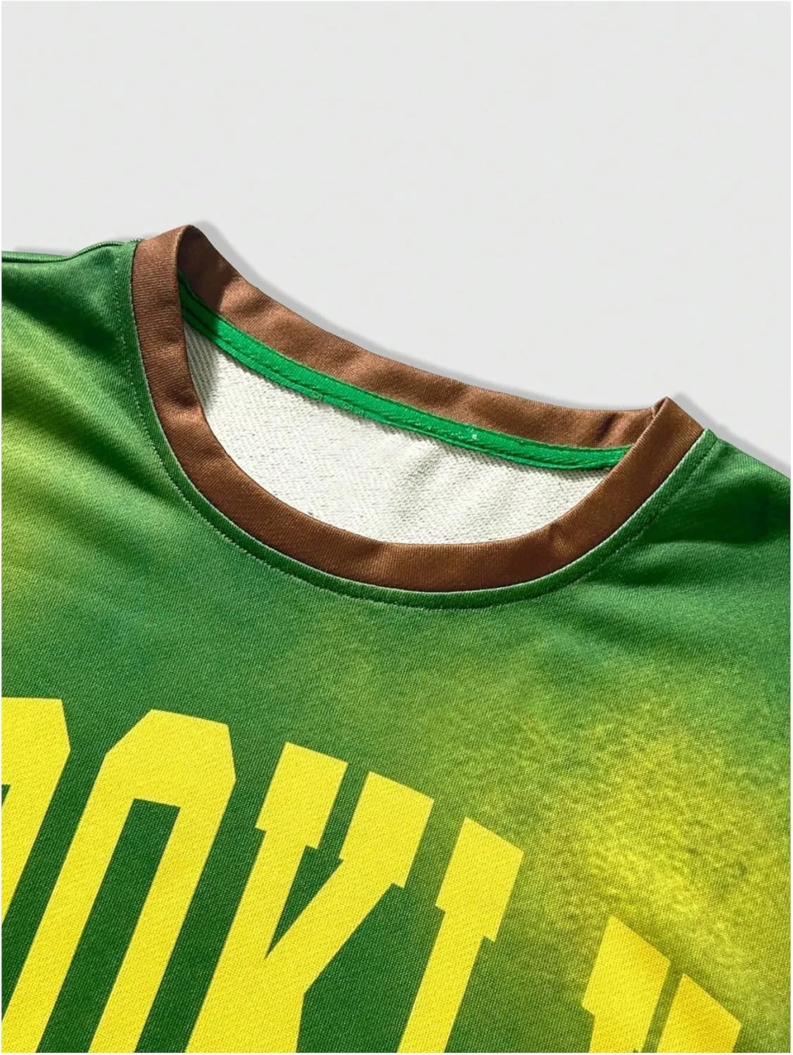 GORGLITTER Men's Oversized Jerseys Shirt Letter Graphic Tees Y2k 2 in 1 Long Sleeve Crewneck Tshirts