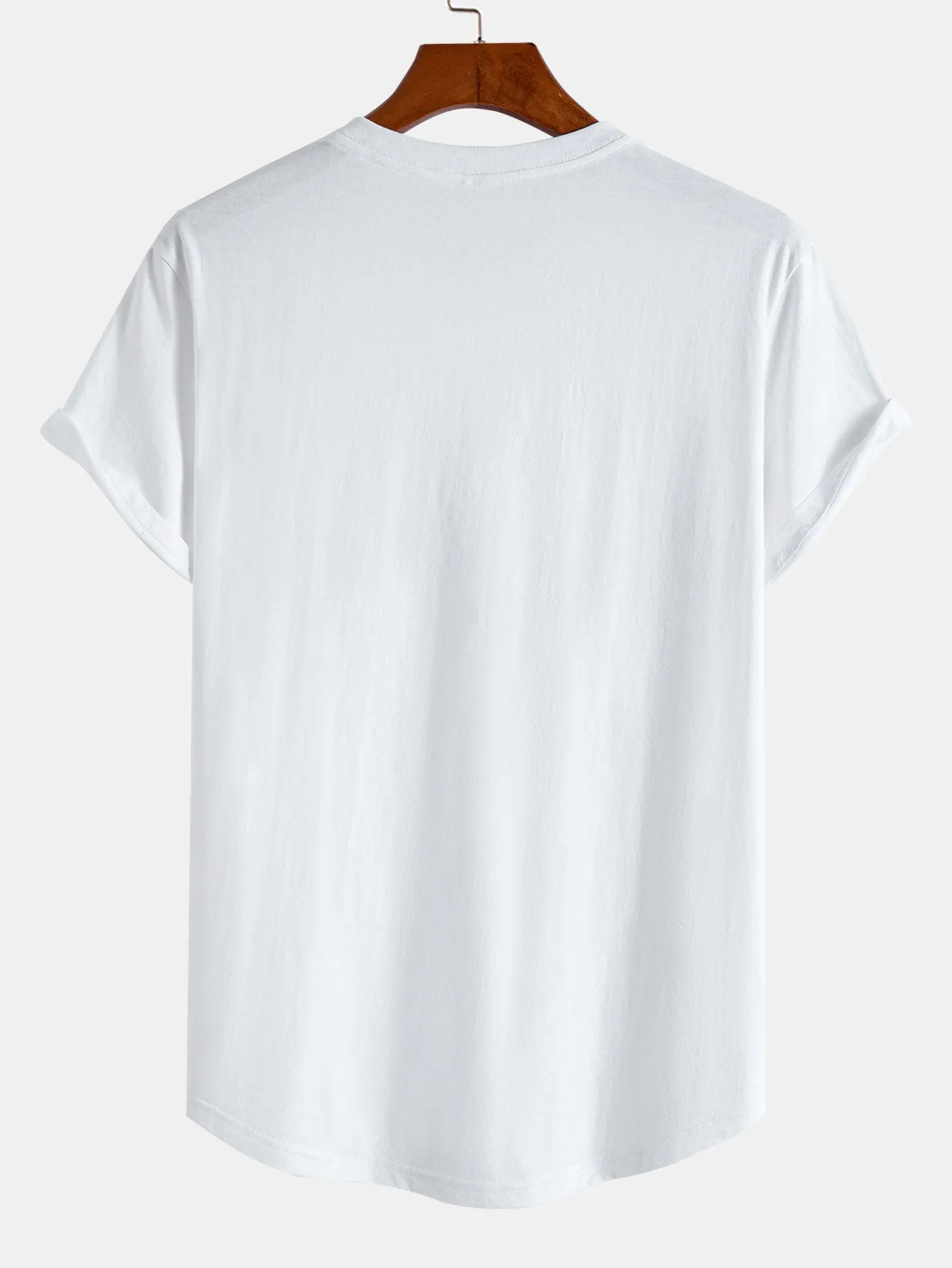 Gothic Style Rose Print Cotton Arc Hem T-Shirt