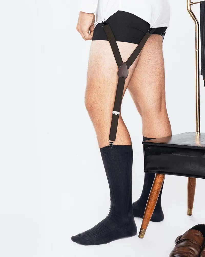 Herringbone Brown Shirttail Garters