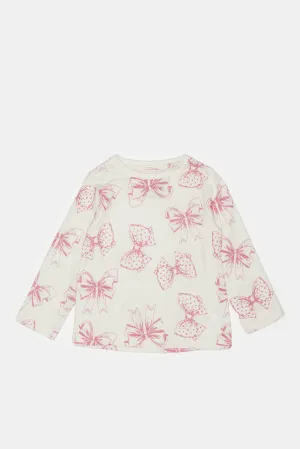 Infant Girls Ivory Print Long Sleeves T-Shirt