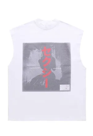 Japanese sleeveless t-shirt Anime tank top surfer vest