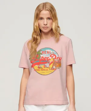 La Vl Graphic Relaxed Tee - Somon Pink Marl