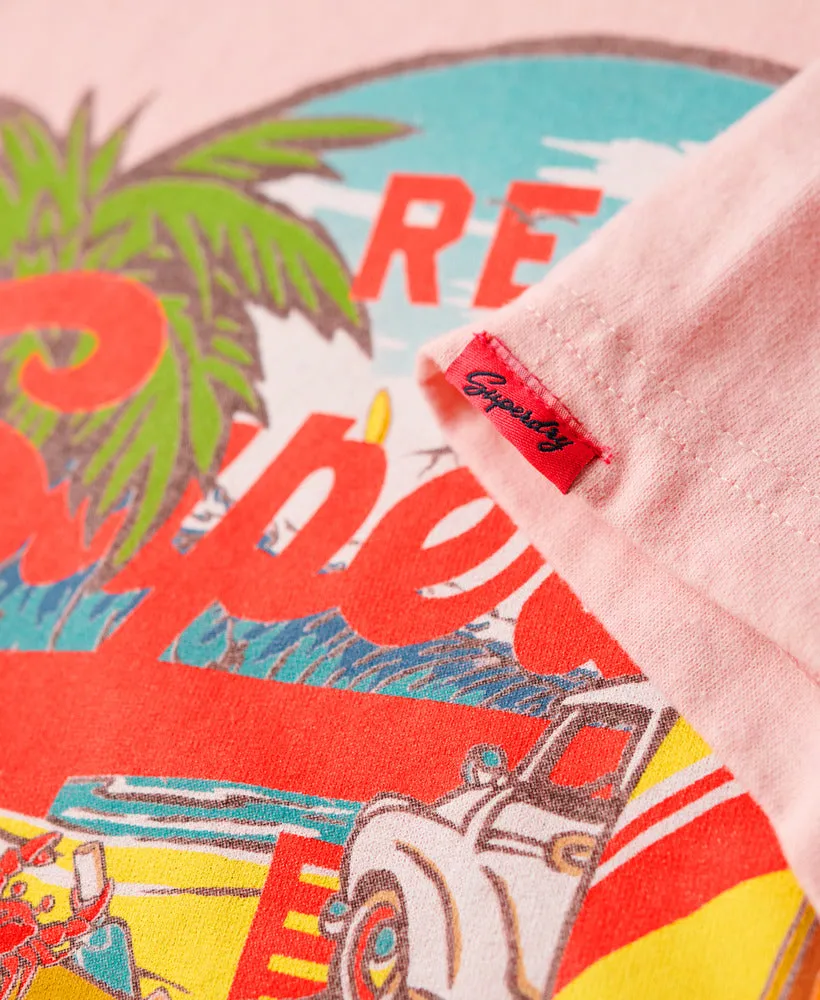 La Vl Graphic Relaxed Tee - Somon Pink Marl