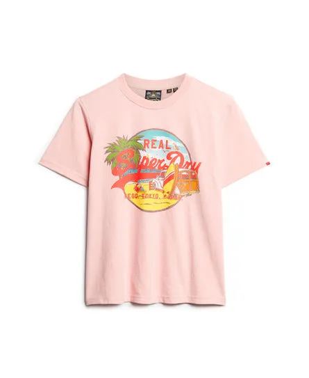 La Vl Graphic Relaxed Tee - Somon Pink Marl