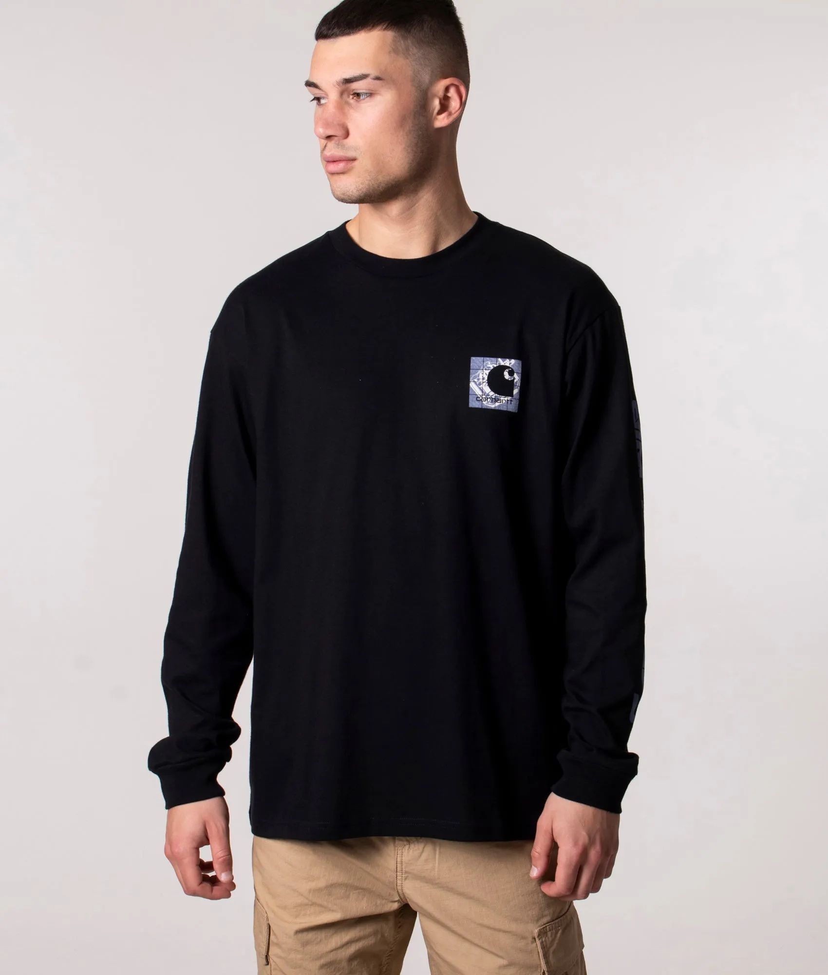Long Sleeved Relaxed Fit Grid C T-Shirt