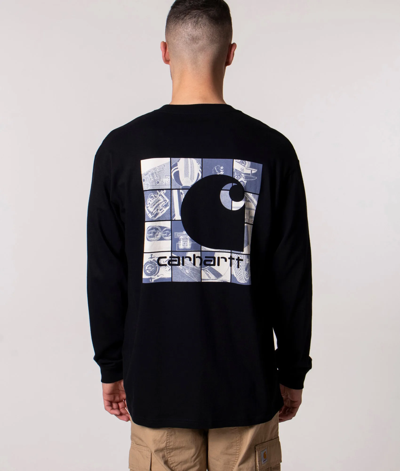 Long Sleeved Relaxed Fit Grid C T-Shirt