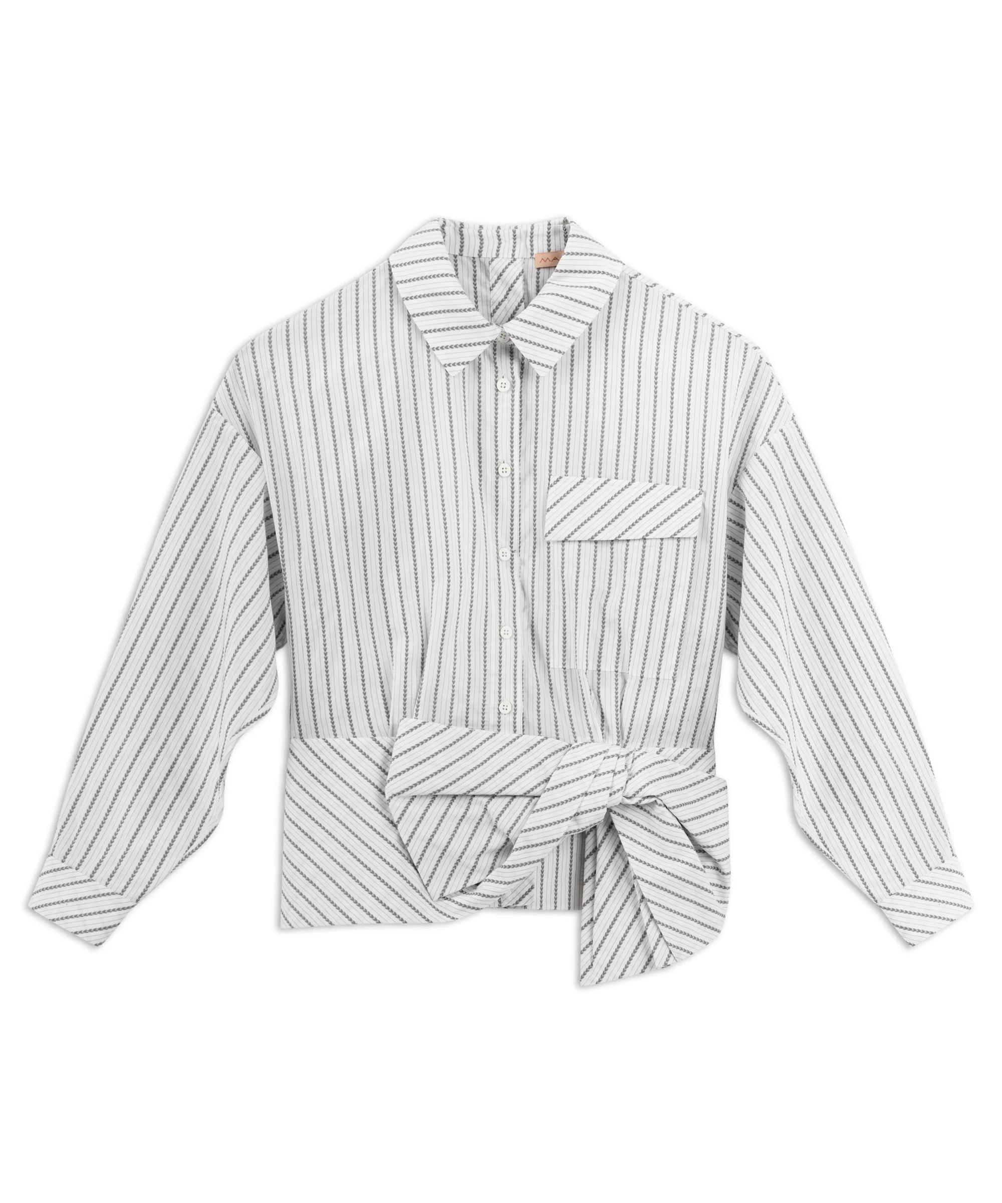 Machka Line Pattern Textured Shirt Grey